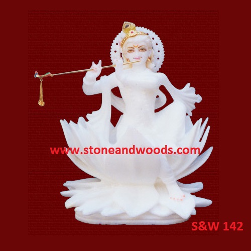 White Marble Krishna Idol S&W 142