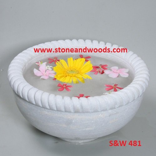 White Marble Decorative Bowl S&W 481