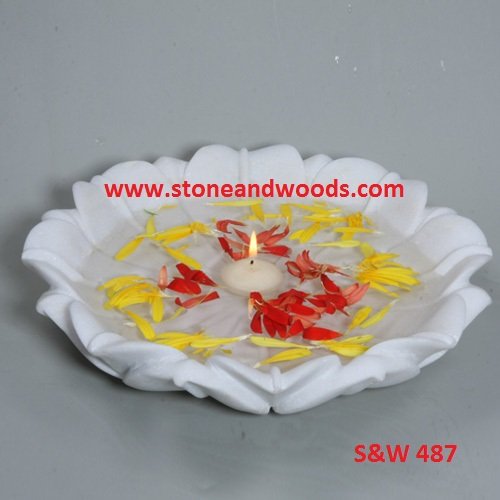 White Marble Decorative Bowl S&W 487