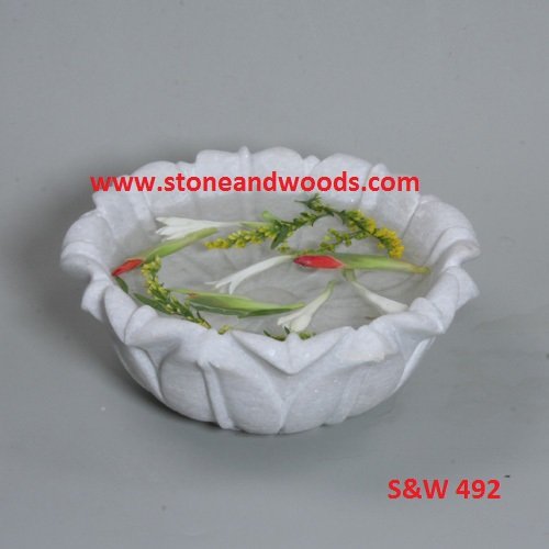 White Marble Decorative Bowl S&W 492