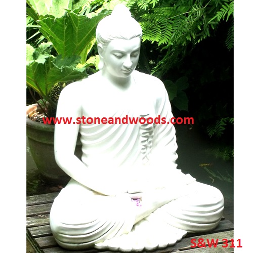 White Marble Buddha Sculpture S&W 311